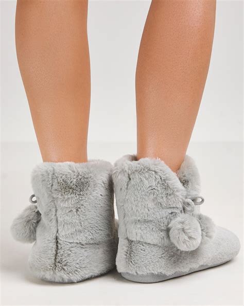 Fluffy Bootie Slippers Wide Fit Ambrose Wilson