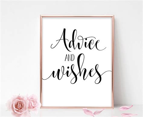 Printable Advice And Wishes Sign Wedding Advice Sign Wedding Guest Book