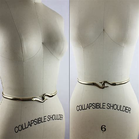 Gold Metal Stretch Belt With Interlocking Hook Buckle Size Etsy