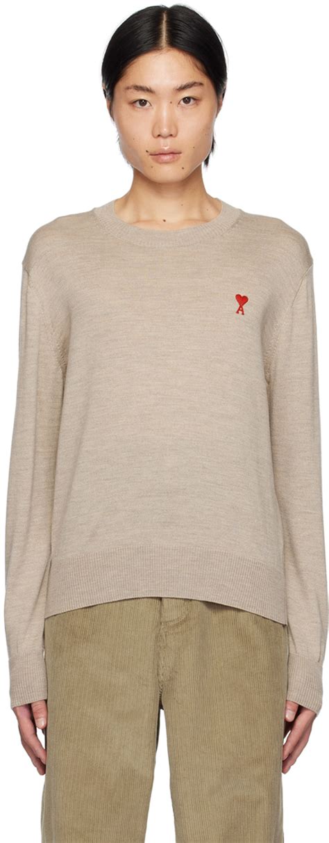 Pull Beige Logo Ami De C Ur Ami Paris En Solde