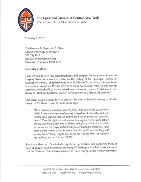 Bishop of Episcopal Diocese of Central New York Writes Letter in ...