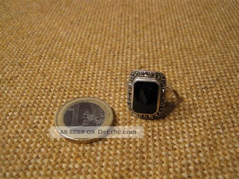 Alter Ring Mit Markasit Onyx 925er Silber 1930