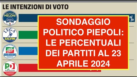 Sondaggio Politico Piepoli Le Percentuali Dei Partiti Al Aprile