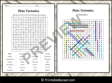 Plate Tectonics Word Search Puzzle Worksheet Activity | Teaching Resources