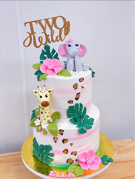 Safari 2nd Birthday Cake For Baby Girl