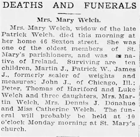 Obituary For Mary Welch ™