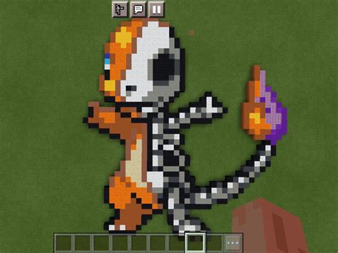 Cool charmander skeleton pixel art. : r/Minecraft