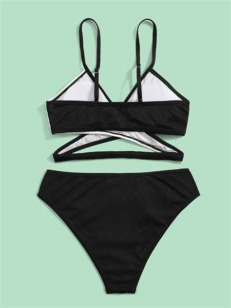 Teen Girls Two Tone Wrap Bikini Swimsuit SHEIN USA