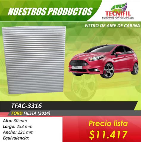 FILTRO DE AIRE PARA CABINA FORD FIESTA 2104 TFAC 3316