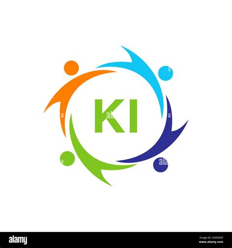 Charity Logo Template On Letter KI Initial Unity Foundation Human Logo