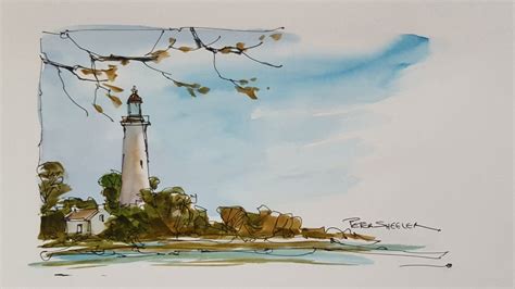 A Quick And Fun Pen And Wash Demonstration Of A Lighthouse Painting