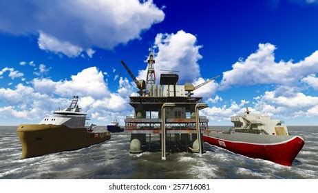 Oil Rig Platform Sunset Stock Illustration 257716081 | Shutterstock