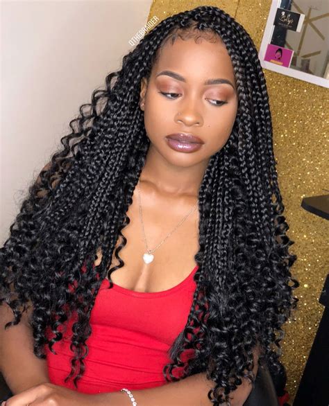 Medium Box Braids With Curly Ends