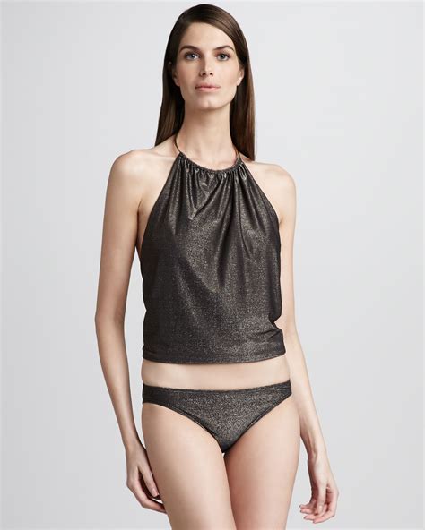 Michael Kors Metallic Necklace Tankini In Black Lyst