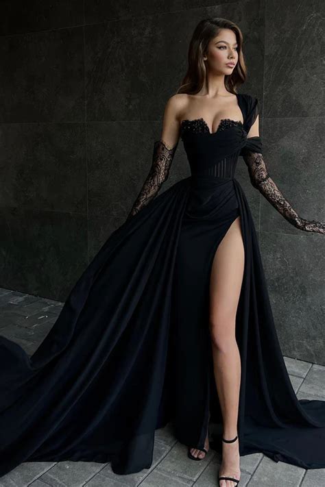 Strapless Black Prom Dress