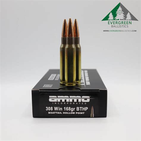 Ammo Inc 308 Winchester 168 Gr BTHP Ammo – Evergreen Ballistics