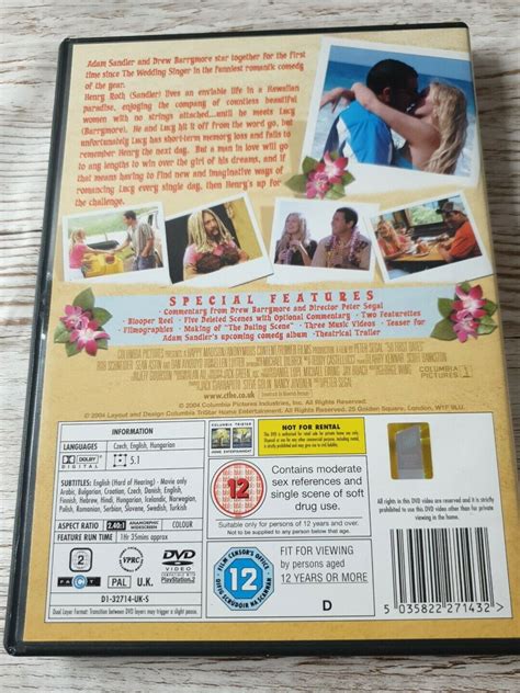 50 First Dates Dvd 2004 Romantic Comedy Movie Adam Sandler Drew