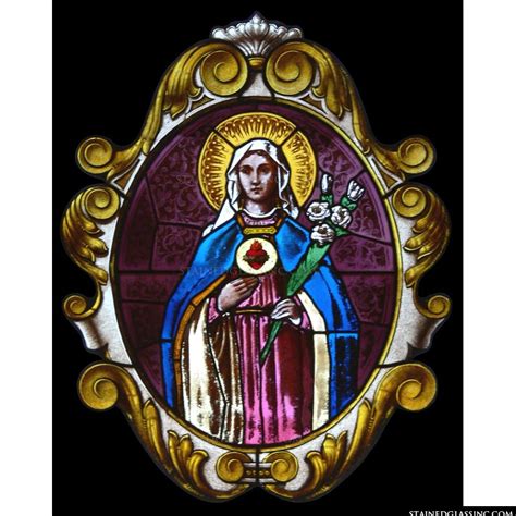 Immaculate Heart Of Mary Framed Religious Stained Glass Window