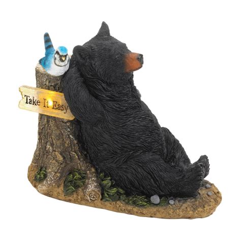 Millwood Pines Wageningen Lounging Bear With Bluebird Garden Statue