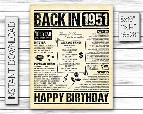 1951 Fun Facts, 1951 Newspaper, Birthday, What Happened 1951, Facts ...
