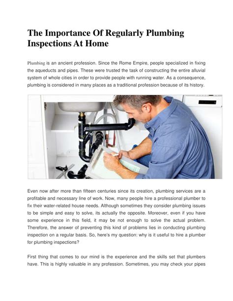 Ppt The Importance Of Regularly Plumbing Inspections At Home