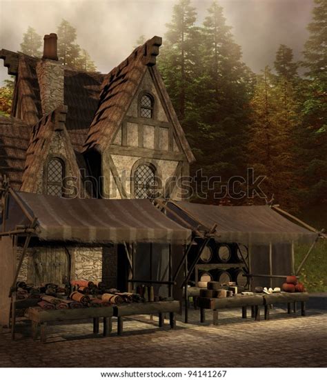 Medieval Shop Market Place Stock Illustration 94141267