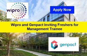 Wipro And Genpact Inviting Freshers For Management Trainee Of Any