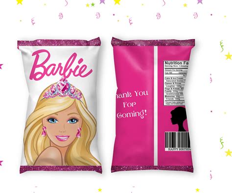 Barbie Chip Bag Barbie Favor Barbie Party Barbie Printable Etsy