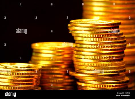 Stacks Of The Gold Coins Close Up Stock Photo Alamy