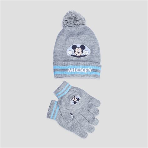 Ensemble Bonnet Et Gants Mickey Gris Clair Gar On La Halle