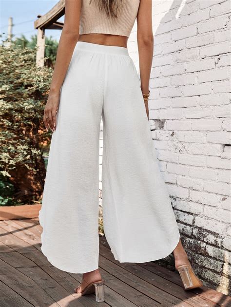 SHEIN LUNE Pantalones de pierna ancha unicolor bajo tulipán Mode de