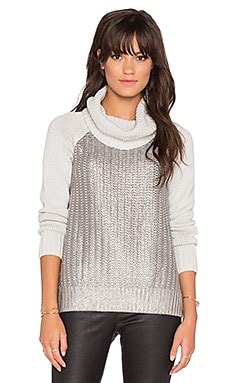 Leo Sage Tuck Stitch Turtleneck Sweater In Powder Foil Revolve