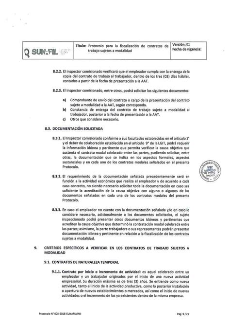 Sunafil Resolución N° 071 2016 Aprueban Protocolo N° 03 2016