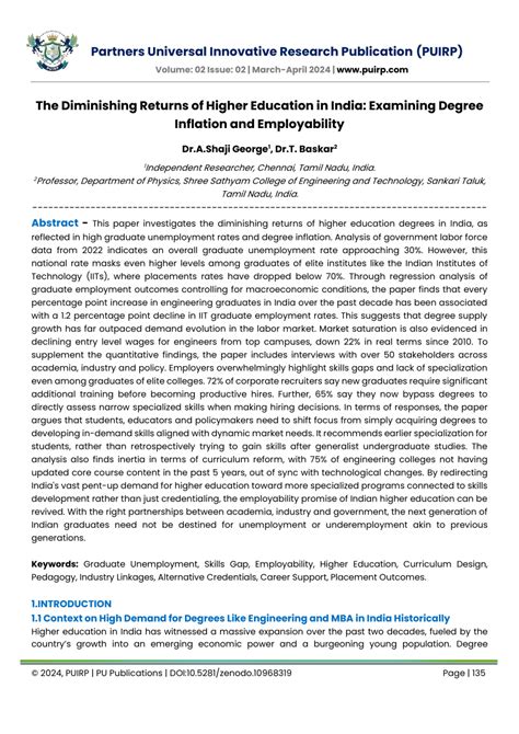 Pdf The Diminishing Returns Of Higher Education In India Examining Degree Inflation And