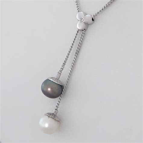 Collier Kette Akoya Zucht Perlen Brillant Diamant K