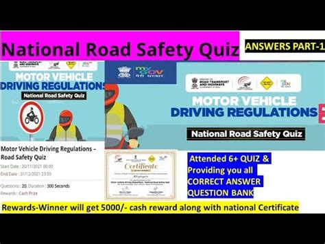 Road Safety Quiz Answers Part Motor Vehicle Driving Regulations