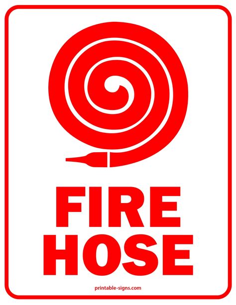 Fire Hose Reel Sign Printable Signs