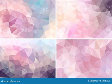 Pastel Pink Low Poly Backgrounds Vector Set Stock Vector