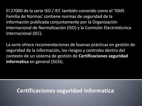 PPT Certificaciones Seguridad Informatica PowerPoint Presentation