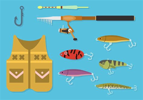 Flat Fishing Element Vectors Vector Art At Vecteezy