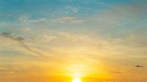 Nature Illustration Of The Early Morning Sunrise On The Golden Hour Sky