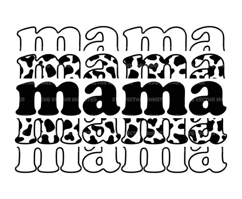 Stacked Cow Mama Svg Cow Print Svg Retro Mother T Shirt Mom Etsy