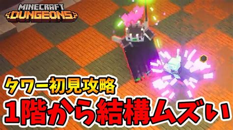 最新タワー初見攻略！難しいステージがいくつかあるしボスが邪悪なレイス！【マイクラダンジョンズ】【naotin】 Youtube