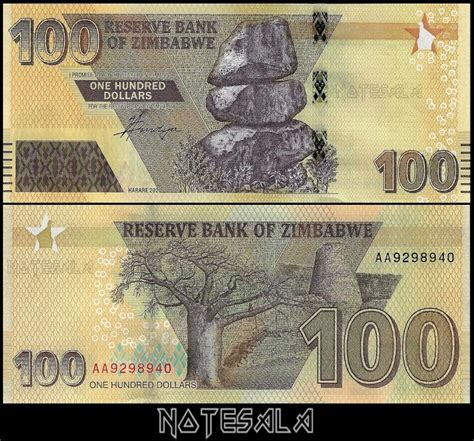 Zimbabwe LOT 10 PCS 100 Dollars 2020 2022 Pick W106 PREFIX AA NEW UNC