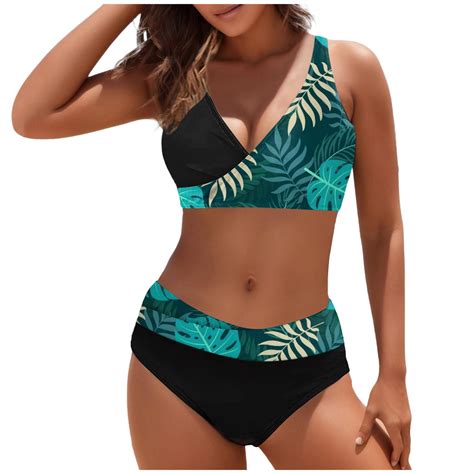 TAIAOJING Women S Swimsuit Tankini Set Bikini Split Print Sexy Hot