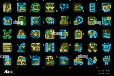 Inventory Optimization Icons Set Outline Vector Location Management