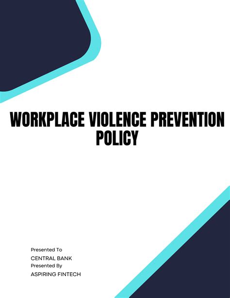 Workplace Violence Prevention Policy Template Banking And Fintech Policies Templates