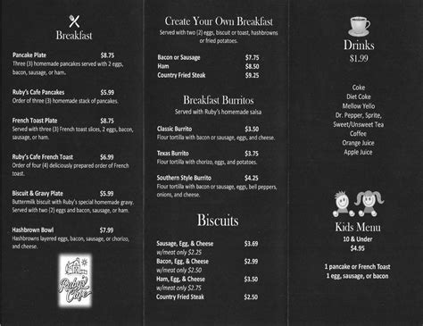 Menu At Ruby S Cafe Lewisburg