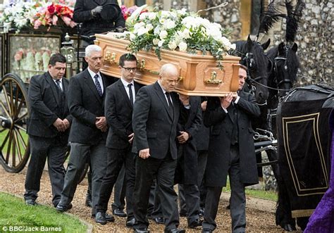 EastEnders' Peggy Mitchell is laid to rest as the cast turn out to film ...