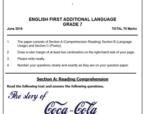 English St Additional Language Grade Mid Year Term Exam Paper With